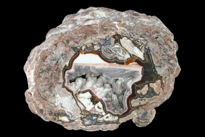 Polished Baker Ranch Thunderegg (Water Line Agate) - New Mexico #146569